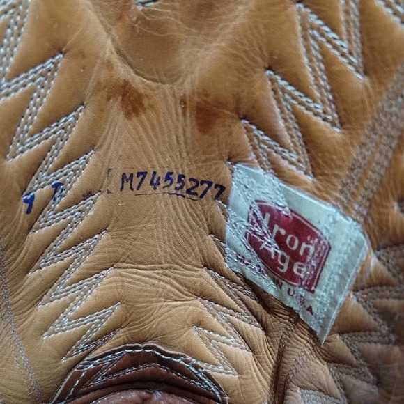 Iron Age Boots in Brown Tan size 9D Vintage Steel Toe Leather Western Two Tone - Picture 5 of 7